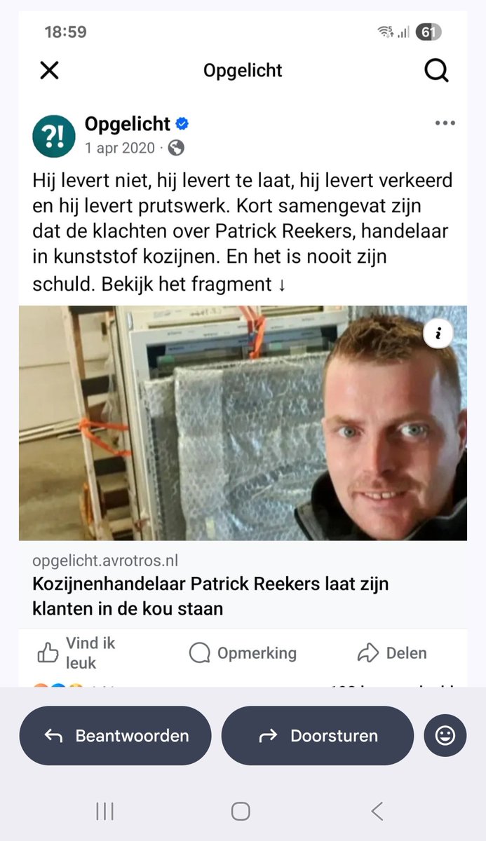 corebec's tweet image. Kijk uit hij is nog steeds bezig ook wij zijn er in getrapt.Vorig jaar 4 raamkozijnen en een deur besteld en tot nu toe nog niks geleverd of geplaatst.Telkens horen wij smoesjes en hij zegt een tussenpersoon te zijn.Wij hebben samen een contrakt getekend en hij komt het niet na.