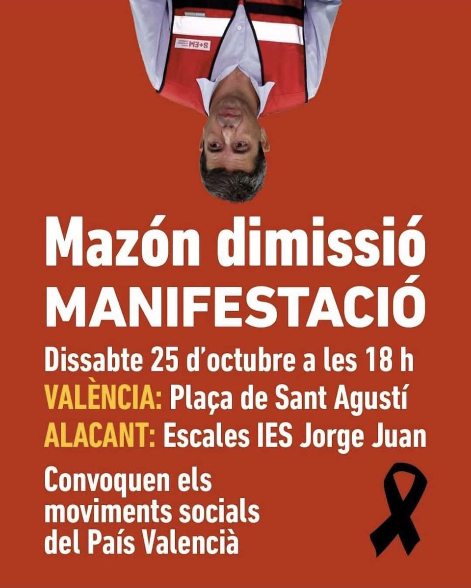 Cada dia que passa amb este miserable al capdavant de la Generalitat és un insult a les víctimes i a les persones afectades per la DANA. Un any de mobilitzacions massives que no van a parar fins que caiga. Dignitat, justícia, memòria i reparació #MazónDimissió