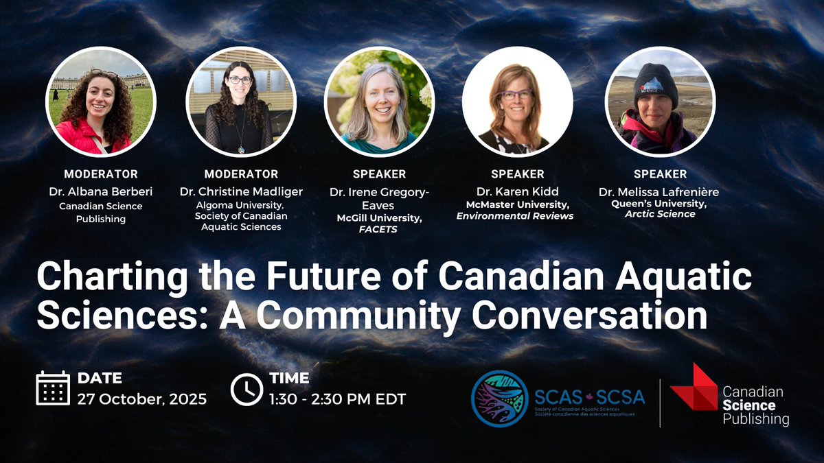 cdnsciencepub's tweet image. We're partnering with @scas_scsa for an exciting webinar focused on advancing research in a diversity of aquatic science fields. Learn more & register: ow.ly/HoHb50XcrJX