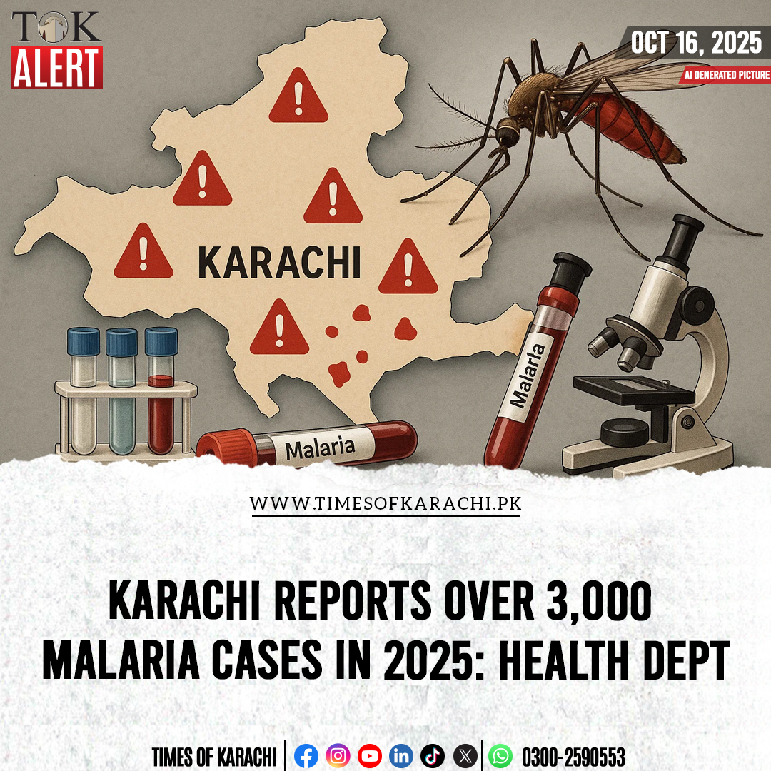 TOKCityOfLights's tweet photo. Karachi has recorded more than 3,000 malaria cases in the first ten months of 2025, according to data released by the Sindh Health Department.
Details: https://t.co/G668XTmFwF
#TOKAlert #Karachi #MalariaAlert https://t.co/5BCOWBHsYC