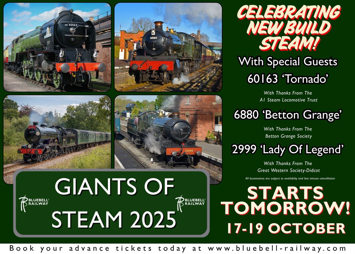 bluebellrailway's tweet photo. ๐ Giants of Steam starts tomorrow!
See new build steam locomotives in action over the next three days!
๐ Sheffield Park, Bluebell Railway
#BluebellRailway #GiantsOfSteam #SteamGala #SteamLocomotives https://t.co/aAjWbOBNqq