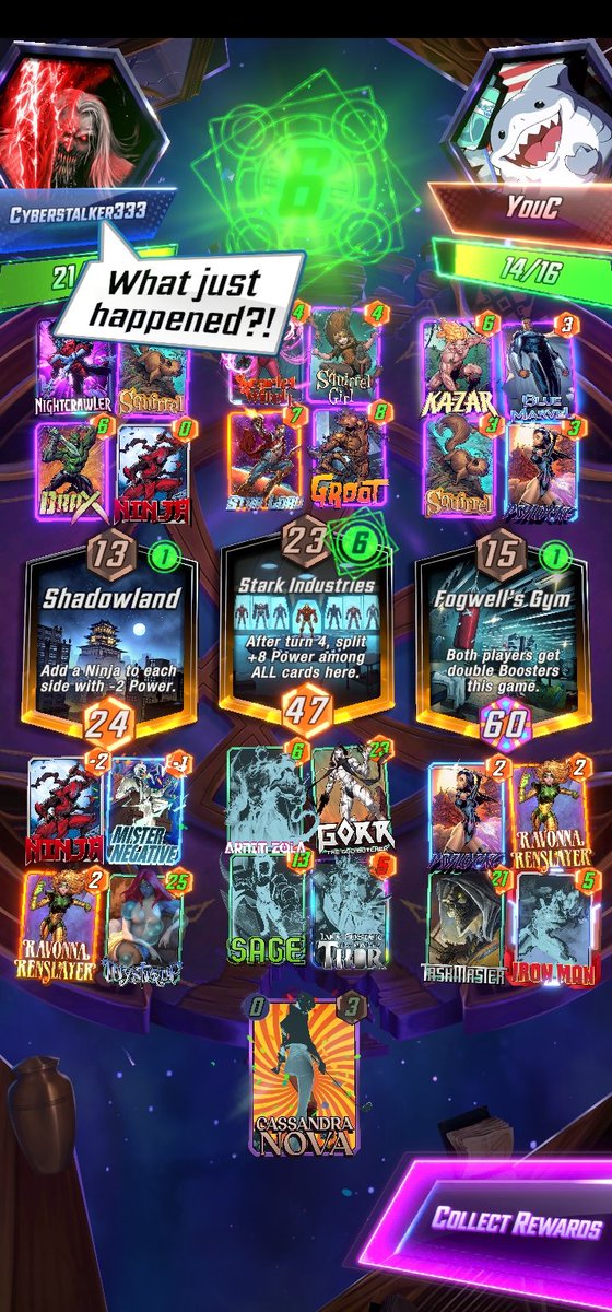 Cyber_Stalker3's tweet photo. Up 14 -0 and they never scored again this is why we play until the end. #MarvelSNAP https://t.co/nEs8wh5bv2