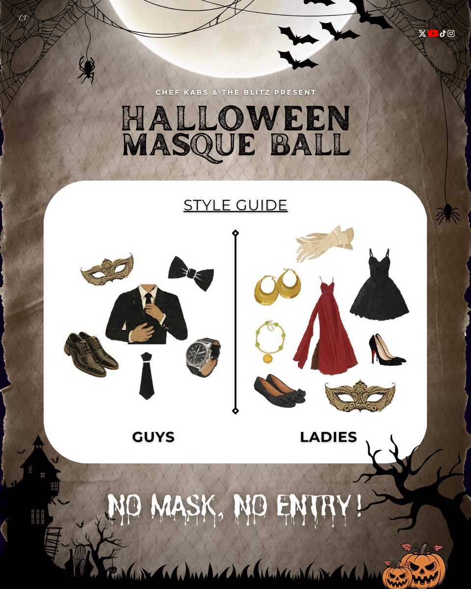 Halloween Masque Ball Style Guide
Step into the night in true masquerade elegance! 

Get your tickets tix.africa/theblitzhallow…

🚫No Mask, No Entry.