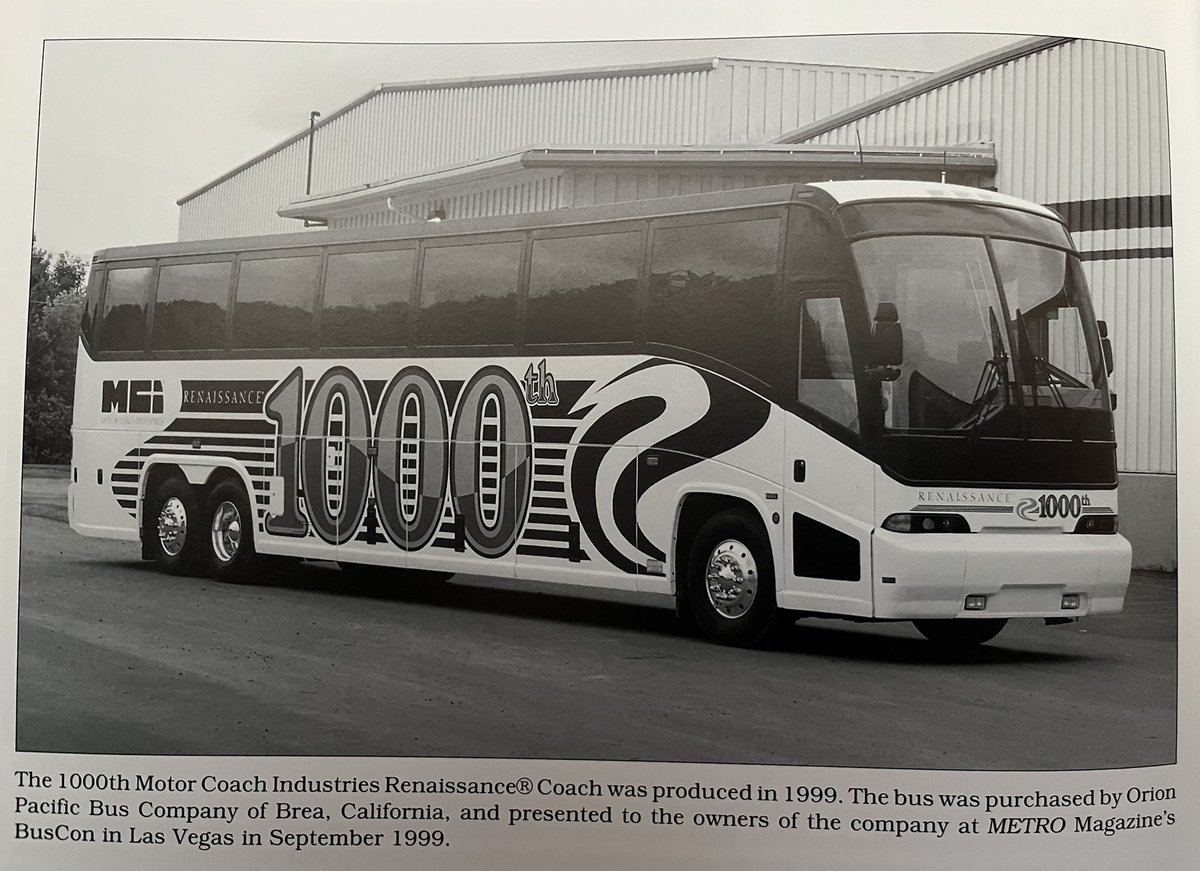 MCIcoach's tweet photo. "The 1000th Motor Coach Industries Renaissanceยฎ Coach was produced in 1999. The bus was purchased by Orion Pacific Bus Company of Brea, California, and presented to the owners of the company at @METROmagTweet's BusCon in Las Vegas in September 1999."
#TBT #MCIproud #MetroMag https://t.co/IZVFNr79AH