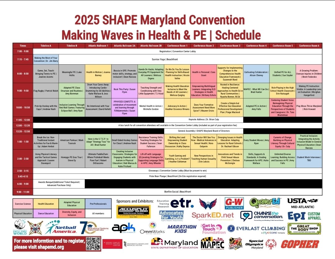 pe_cheseldine's tweet photo. We are less than 1 month away from the SHAPE MD 2025 Convention! Register today to take advantage of our early bird discount!! #shapemd25
https://t.co/Inh6RLLWQ7 https://t.co/VA0FIMGMQX