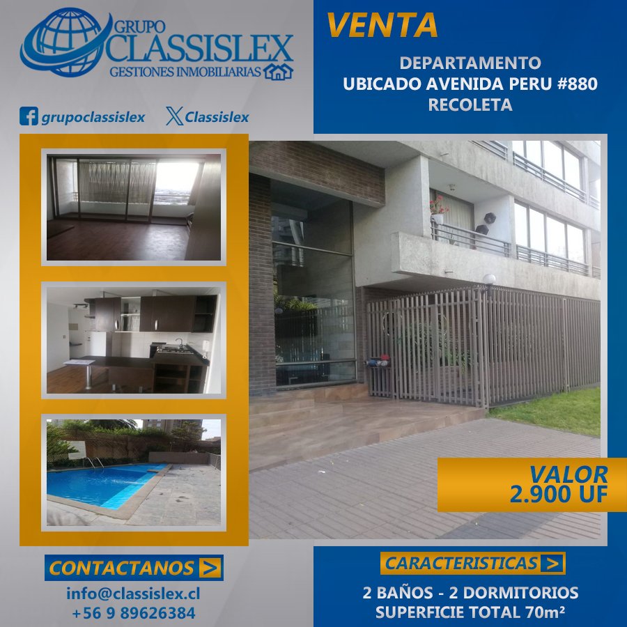 classislex's tweet photo. VENDEMOS DEPARTAMENTO AV PERU 880, RECOLETA
📧 info@classislex.cl 📱 WhatsApp: + 56 9 89626384
https://t.co/eMBOnmiopp
#asesoriainmobiliaria #asesorialegal #classislexspa #gestioninmobiliaria #corretajedepropiedades #arriendos #comprayventa https://t.co/fq4ePk937e