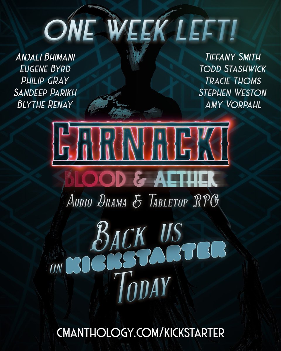 CMAnthology's tweet photo. One week left! We can’t make this groundbreaking project without your support.  Help us push the arts of audio fiction  and gaming by backing this project to life.

BACK US ON KICKSTARTER TODAY

https://t.co/S3gOd9aoIm

#audiodrama #podcast #ttrpg #horror #indiegame @Kickstarter https://t.co/wZtSTdC6Bh