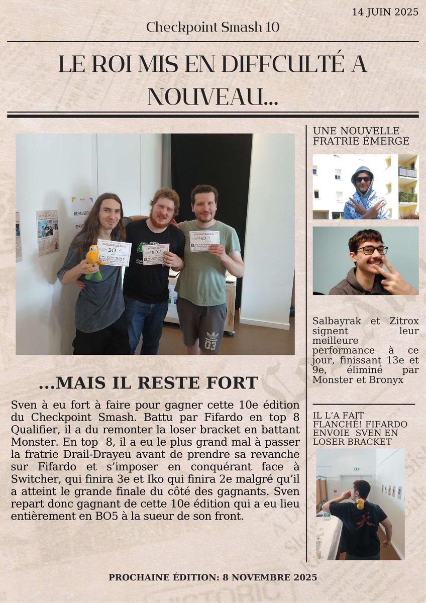 SgmInGames's tweet photo. Avec la 11e édition en approche

Voici le petit résumé du checkpoint smash 10 qui a eu lieu avant la pause estivale 👀 https://t.co/4fI7hq5KmF