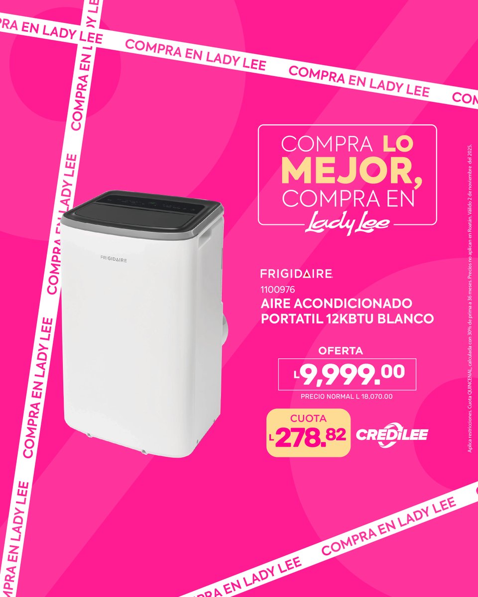 LadyLeeHND's tweet photo. Nada como llegar a casa y sentir tu espacio fresco, tu nuevo aire portátil está esperándote en Lady Lee a un precio increíble ¡Compra hoy! 😌❄️

✨Consigue el tuyo hoy en nuestras tiendas a nivel nacional o en https://t.co/SBGGjUPkxE

#LadyLee #TodoParaMiHogar #Honduras https://t.co/YbX4Xkf0hP