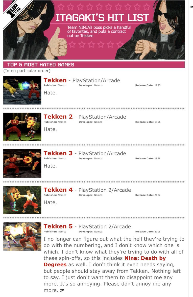 Ahhhh, to be young and naive.

There was a time when I thought Itagaki was serious about this. Japanese sensibilities are different from Americans.