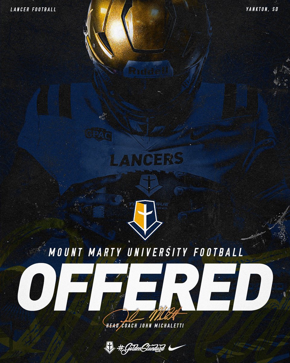 after a great phone call with <a href="/CoachLamb_/">Coach Lamb</a>  i am blessed to say i have received an offer from <a href="/MMULancersFB/">Mount Marty Football</a> !! <a href="/CoachCHam/">Eddie Cunningham</a> <a href="/coachdobbs78/">Jason Dobbs</a> <a href="/dboggs0714/">David Boggs</a> <a href="/CoachPitt_LC/">Evan Pittenger</a> <a href="/LCFalconFB/">LCHS Falcons</a> <a href="/CSmithScout/">Chris Smith</a>