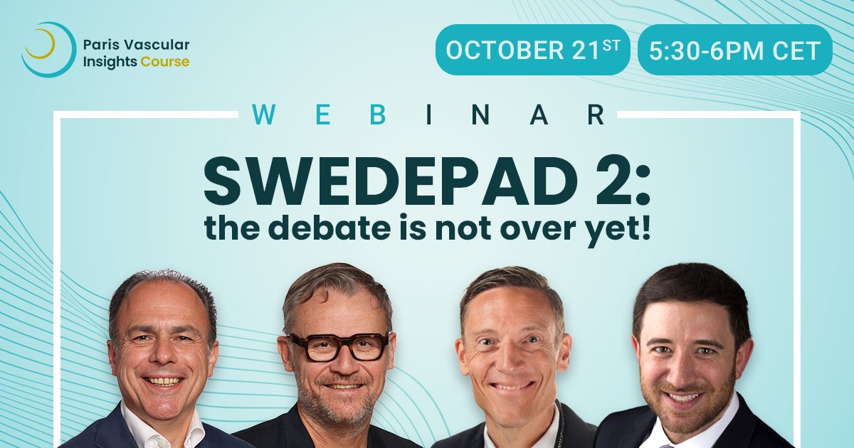 SWEDEPAD 2 changed the game! 🙌🏼

Join Deloose, Gouëffic, Nordanstig &amp; Secemsky live from the #PVI Studio for a 30-min debate on what’s next for #vascular practice. 🚀

📅 Oct 21 | 🕠 17:30 CET

Register for free 👉🏼 brnw.ch/21wWGga