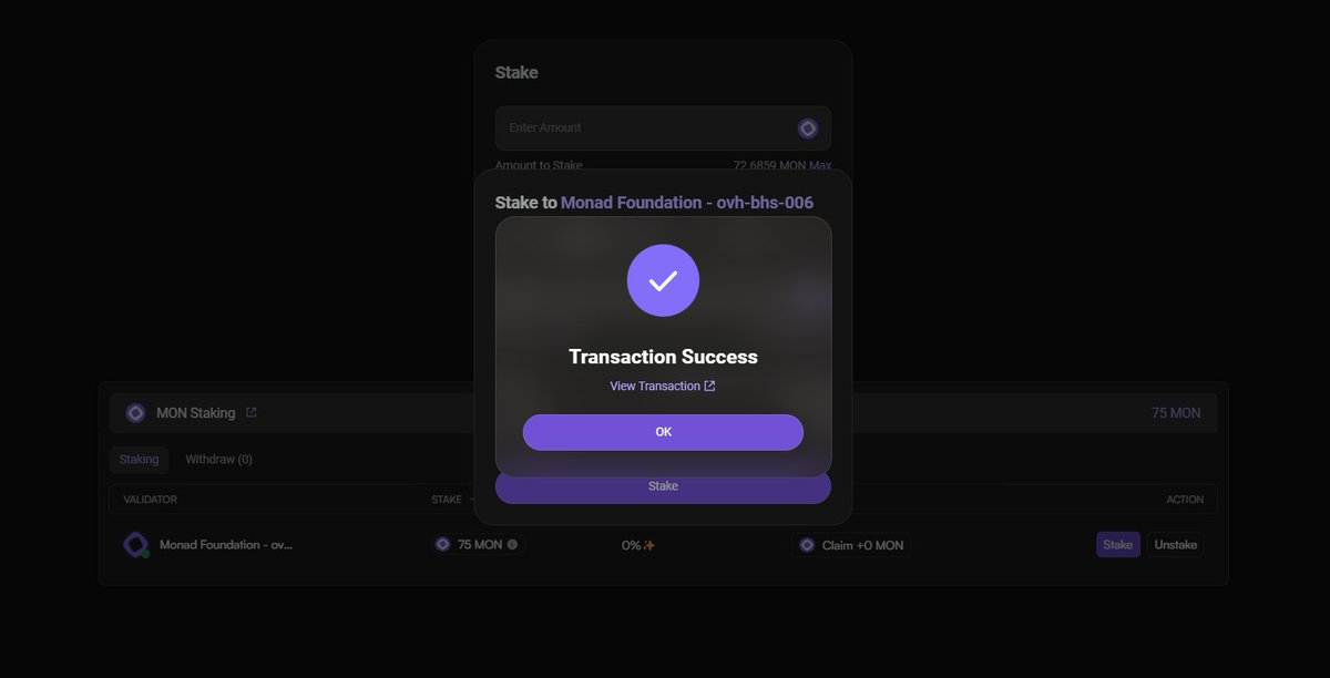 LeonardJ_24's tweet image. STAKING IS LIVE ON TESTNET-1

delegate and assign your testnet MON tokens to earn staking rewards

✅You can stake on
1. Default Monad Staking Platform
🔗gmonads.com/staking

2. on MonadExplorer
🔗testnet.monadexplorer.com/validators

Are you staking your $MON???