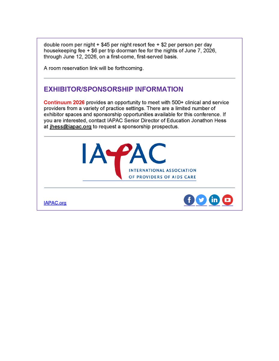🌍 Your voice. Your impact. Your continuum.
Join us at Continuum 2026 — where innovation meets community to transform HIV care.
📅 June 9–11, 2026
📍 Sheraton Puerto Rico Hotel &amp; Casino.
iapac.org/conferences/co…