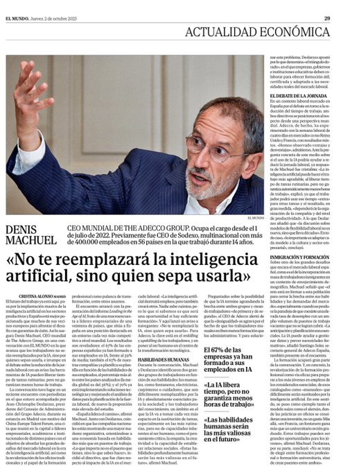 "La inteligencia artificial no viene a reemplazarnos, sino a potenciar nuestro talento 
¡El futuro es de los que se adaptan y aprenden! 

La clave está es potenciar lo que nos hace únicos: la creatividad, la estrategia y las habilidades humanas 
Denis Machuel