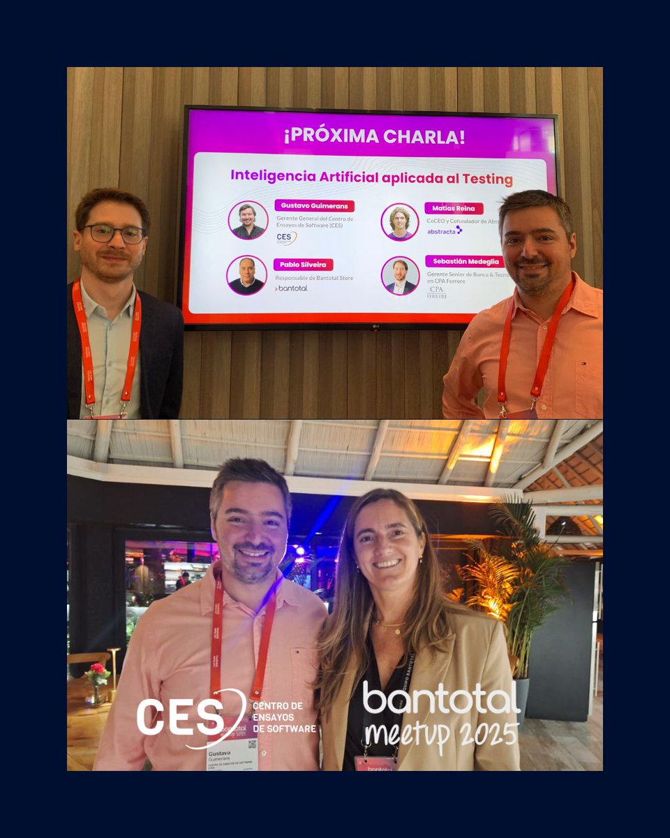 ces_com_uy's tweet photo. ¡Agradecemos la invitación a @Bantotal y les saludamos por el gran evento! 👏🏼
#softwaretesting #ces21años #expertosentesting https://t.co/XOxwfQqJHY