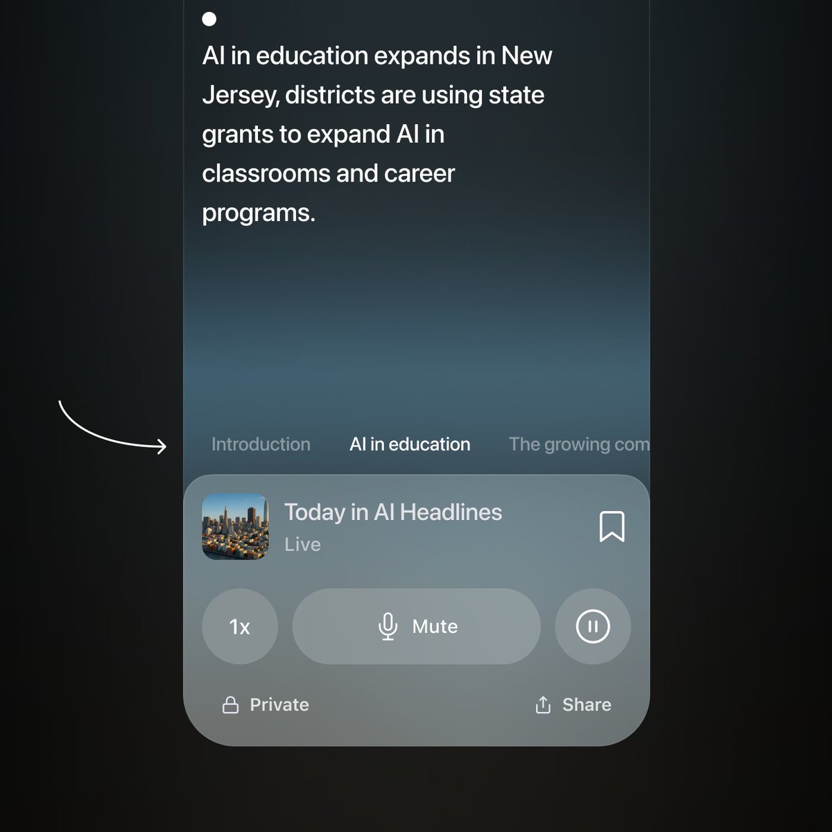 gethuxe's tweet image. Chapters are live 🎧

The app now breaks down your content into sections so you can jump between topics. 

This is the first step toward the features you've been asking for: playback resume, listening history, and more.

Try it out and let us know what you think.