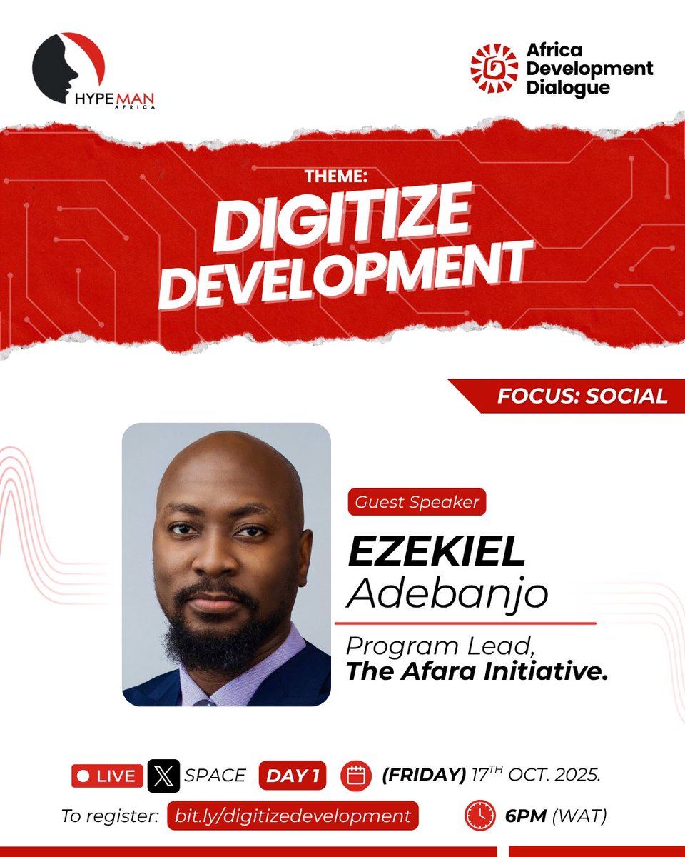Meet one of our Guest Speaker for Day 1 🚀

• <a href="/adebanjoeze/">Izzy</a> 
Program Lead, The Afara Initiative.

Hurry now and register:
👇🏽👇🏽👇🏽
bit.ly/digitizedevelo…