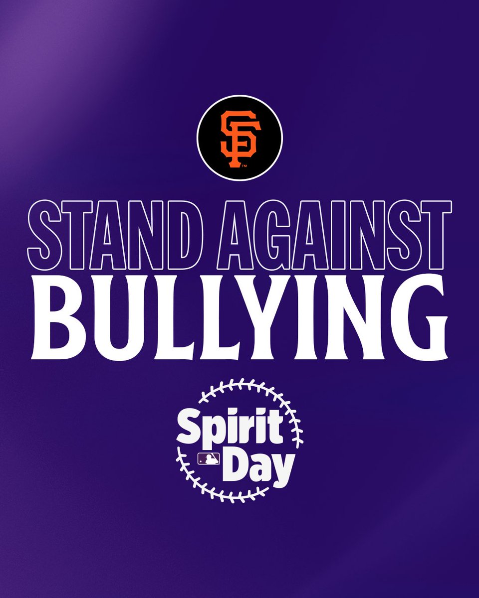 SFGiants's tweet image. On #SpiritDay, the #SFGiants stand against bullying, which disproportionately affects LGBTQ+ youth. To our LGBTQ+ community and allies, you have our respect and support—today and every day. 💜