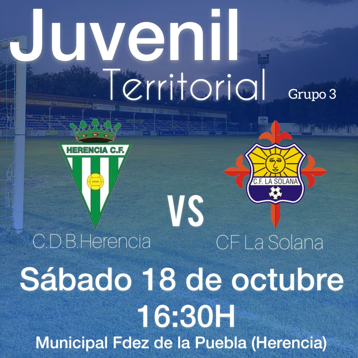 Nuestros juveniles vuelven a jugar fuera de casa. En este caso, viajarán a  Herencia este sábado para disputar el partido a partir de las 16:30 h.