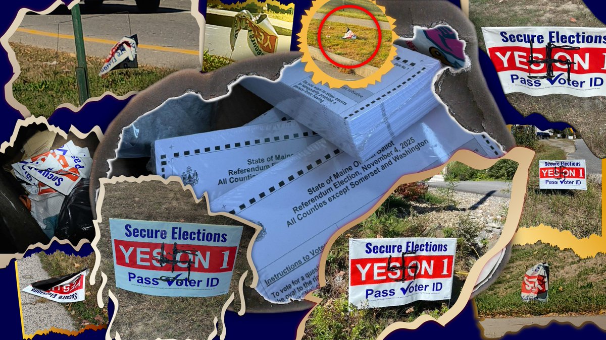 The Maine Wire (@themainewire) on Twitter photo "If you need to vandalize the other side’s signs to prevent Voter ID, and your Secretary of State can’t explain why ballots are turning up in Amazon packages, you might not be the 'democracy defender.'"
-<a href="/BigSteve207/">Steve Robinson</a> "If you need to vandalize the other side’s signs to prevent Voter ID, and your Secretary of State can’t explain why ballots are turning up in Amazon packages, you might not be the 'democracy defender.'"
-<a href="/BigSteve207/">Steve Robinson</a>