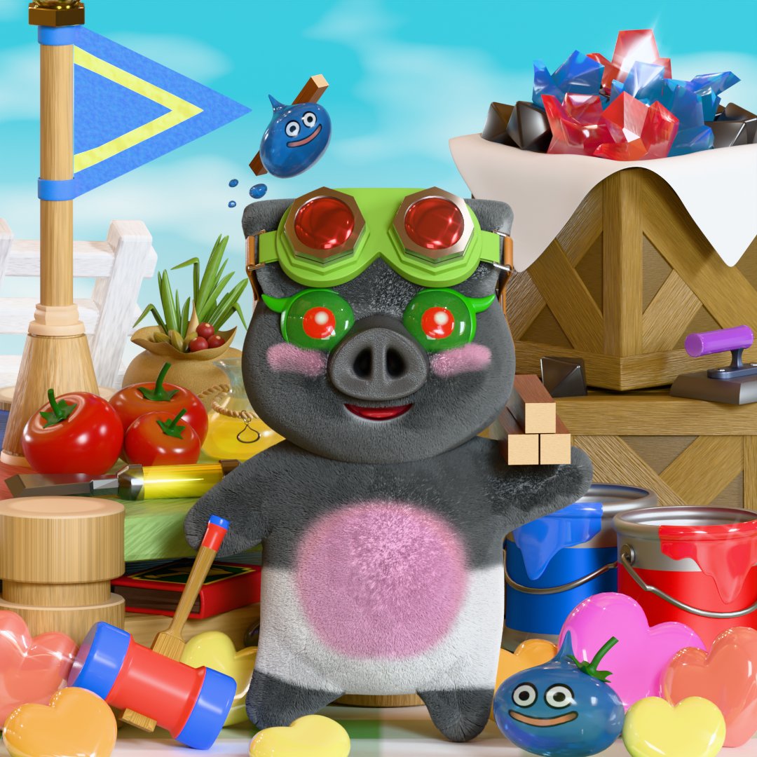 真ん中の謎の生き物によると今日はビルド日和なんだそうです🍅
一個一個のアイテム名を何も見ずに言えたらすごいぞ🔨

#DQB2 #b3d #blender