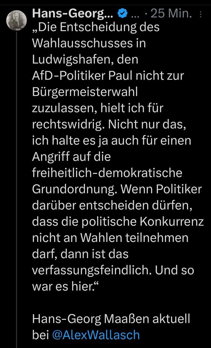 Während Sie, <a href="/HGMaassen/">Hans-Georg Maaßen</a>, Präsident des VS waren (Aug 2012 – Nov 2018), fielen zwei dokumentierte Nicht-Zulassungen aus in Ihre Amtszeit. Hat man da etwas diesbezüglich v. Ihnen gehört?
1. Rickenbach (Jan 2013) – Christian Bärthel (Reichsbürger-Szene)
   /2⬇️