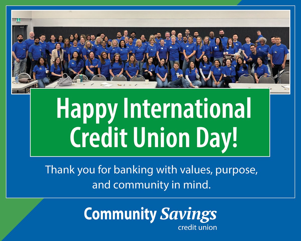 Happy International Credit Union Day from the CSCU team!
A day to celebrate the amazing credit union system, our members, and the millions of Canadians who choose credit unions and bank with a conscience and purpose.

Drop by a branch to say hello and enjoy a treat with us.