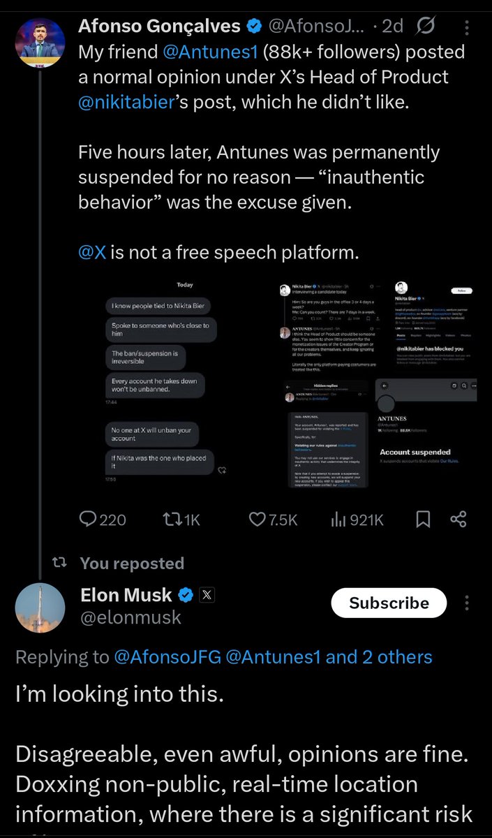 ShiLLin_ViLLian's tweet image. Crazy how every Binance-related post gets throttled. Meanwhile the Head of Product at X is literally a advisor to Solana.
No wonder the algo looks like a Solana marketing funnel.
If you speak out you face shadow ban or even worse a suspension.
Can you please look into this Elon