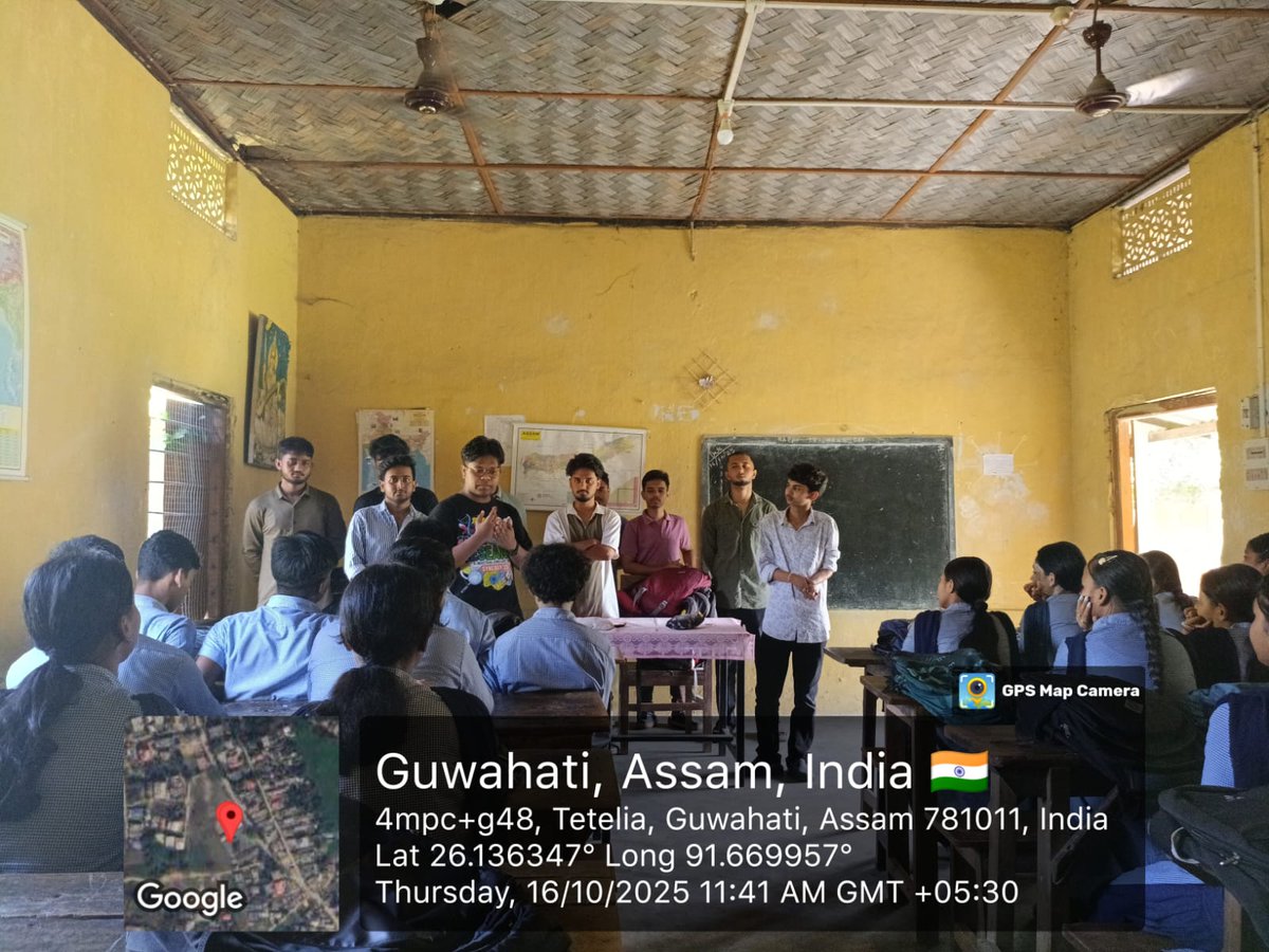 ASTU_NSS's tweet photo. 📅 16/10/2025
Communication Skill Development Awareness Program
📍 Tetelia High School
Organized by NSS ASTU (Campus Unit) to enhance students’ communication &amp; interpersonal skills.
👥 ~20 volunteers
PO: Ms. Sanjukta Sarma
@nss_rdguwahati @NSS_ASTU @_NSSIndia https://t.co/4iPAkwECap