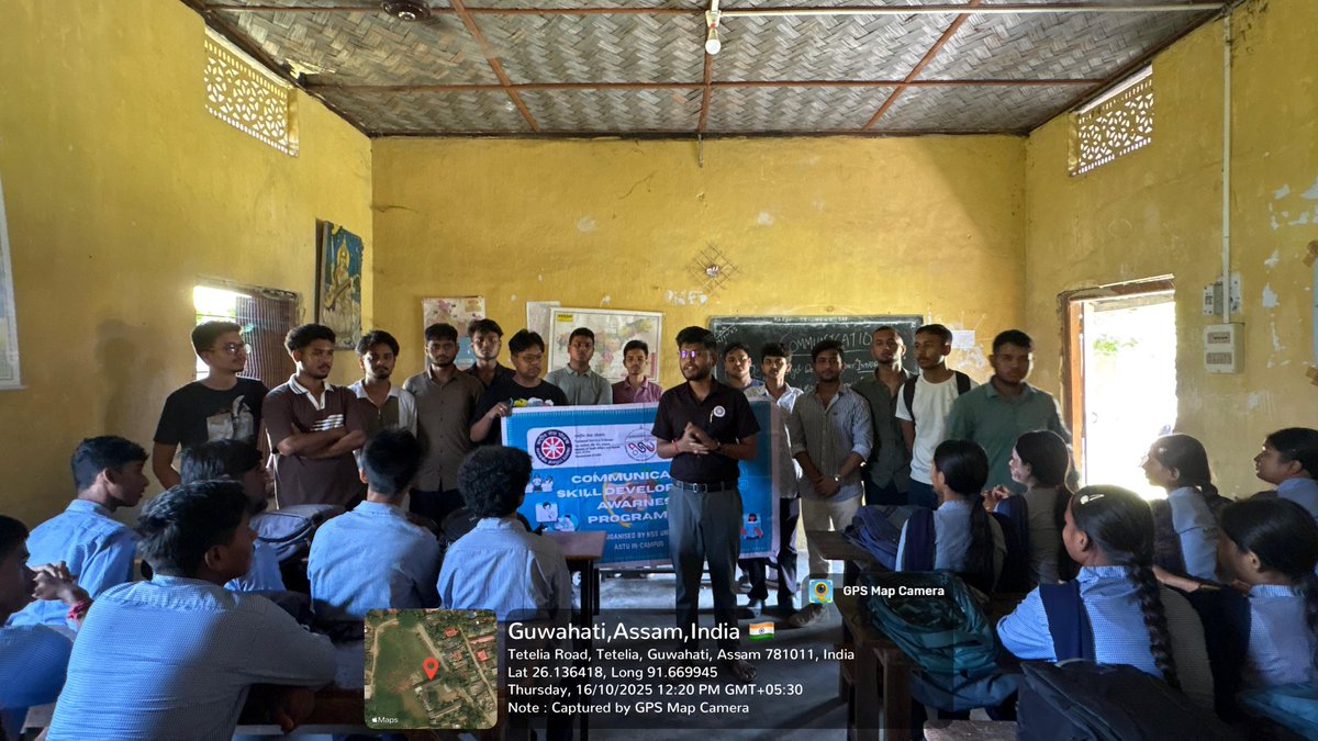ASTU_NSS's tweet photo. 📅 16/10/2025
Communication Skill Development Awareness Program
📍 Tetelia High School
Organized by NSS ASTU (Campus Unit) to enhance students’ communication &amp; interpersonal skills.
👥 ~20 volunteers
PO: Ms. Sanjukta Sarma
@nss_rdguwahati @NSS_ASTU @_NSSIndia https://t.co/4iPAkwECap