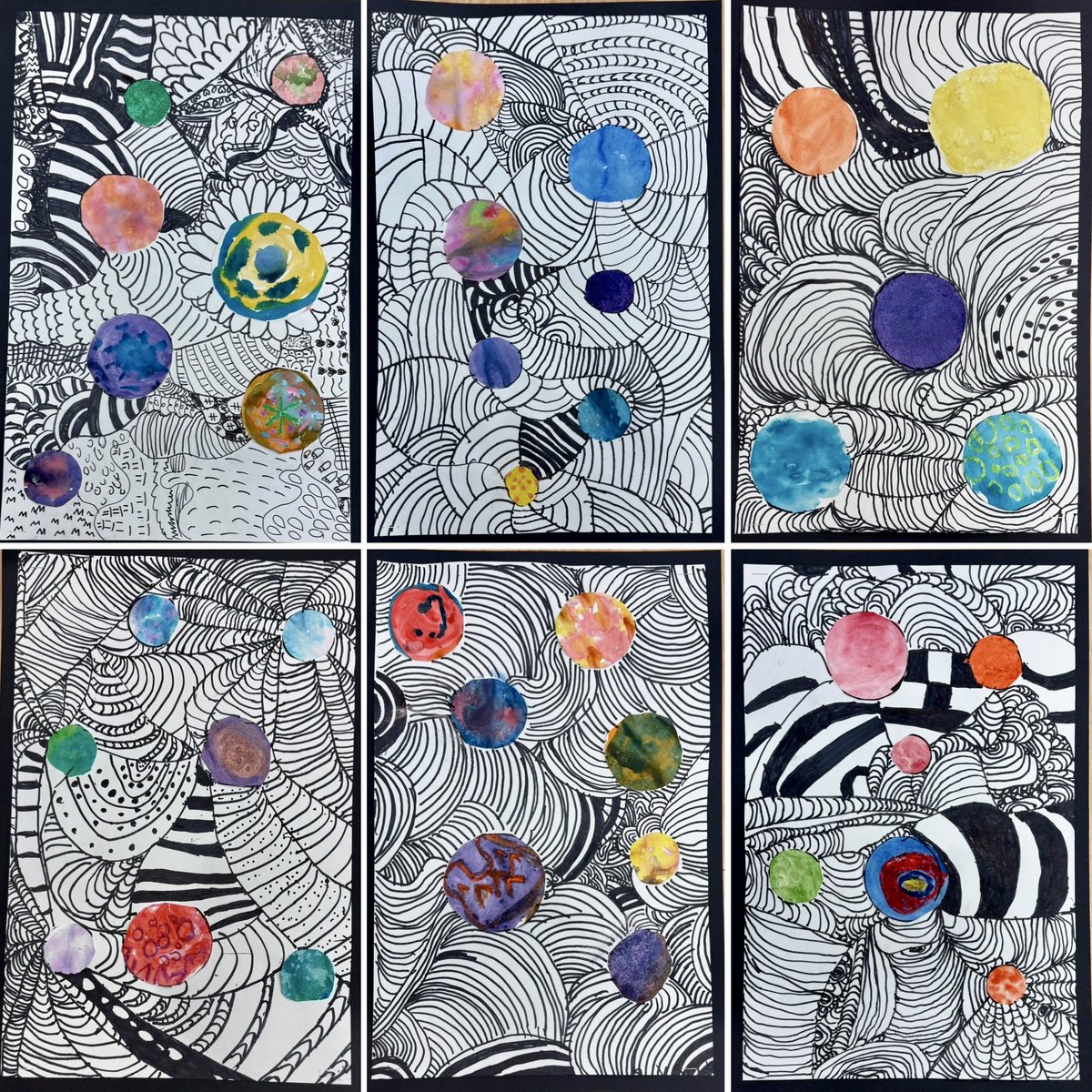d97schmidt's tweet photo. Our 1st graders celebrated creativity with their “Dot” project! 🎨They explored line, pattern, and watercolor to make their dots stand out and “make their mark.” Inspired by The Dot by Peter H. Reynolds.
#MannSchool #TheDot #MakeYourMark #Watercolor #Line #Pattern #OakPark97 https://t.co/LmXtscVeNf
