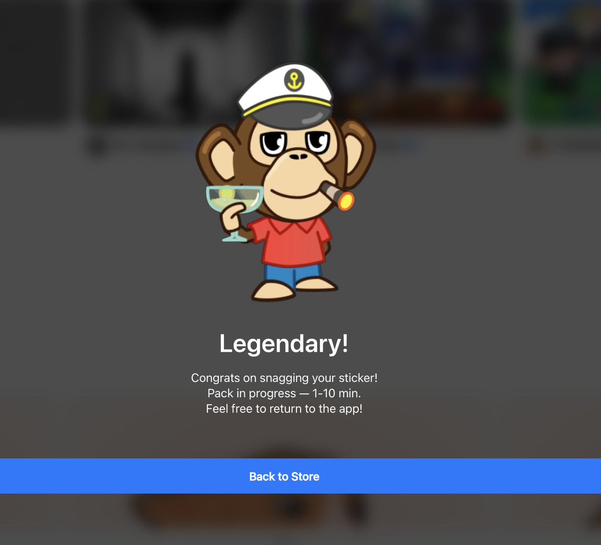 Thanks <a href="/BoredApeYC/">Bored Ape Yacht Club 🍌</a>! I got my new <a href="/telegram/">Telegram Messenger</a>  stickers. 🍸