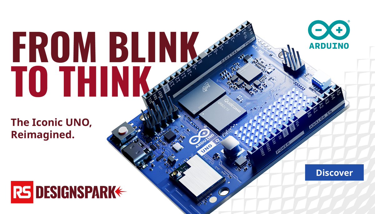 RSDesignSpark's tweet image. Scalable Connectivity for Serious Engineering

The @arduino UNO Q is built to grow with your ideas. Classic UNO shields, high-speed headers &amp;amp; Qwiic connector = plug-and-play expansion.

No soldering. No rewiring. Just connect &amp;amp; create.

weare.rs/4opELX3

#ArduinoAppLab…