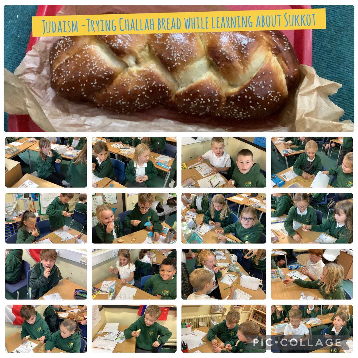 weaverhamschool's tweet image. More food in Year 4. We all tried Challah bread and honey whilst we learned about the Jewish celebration of Sukkot.