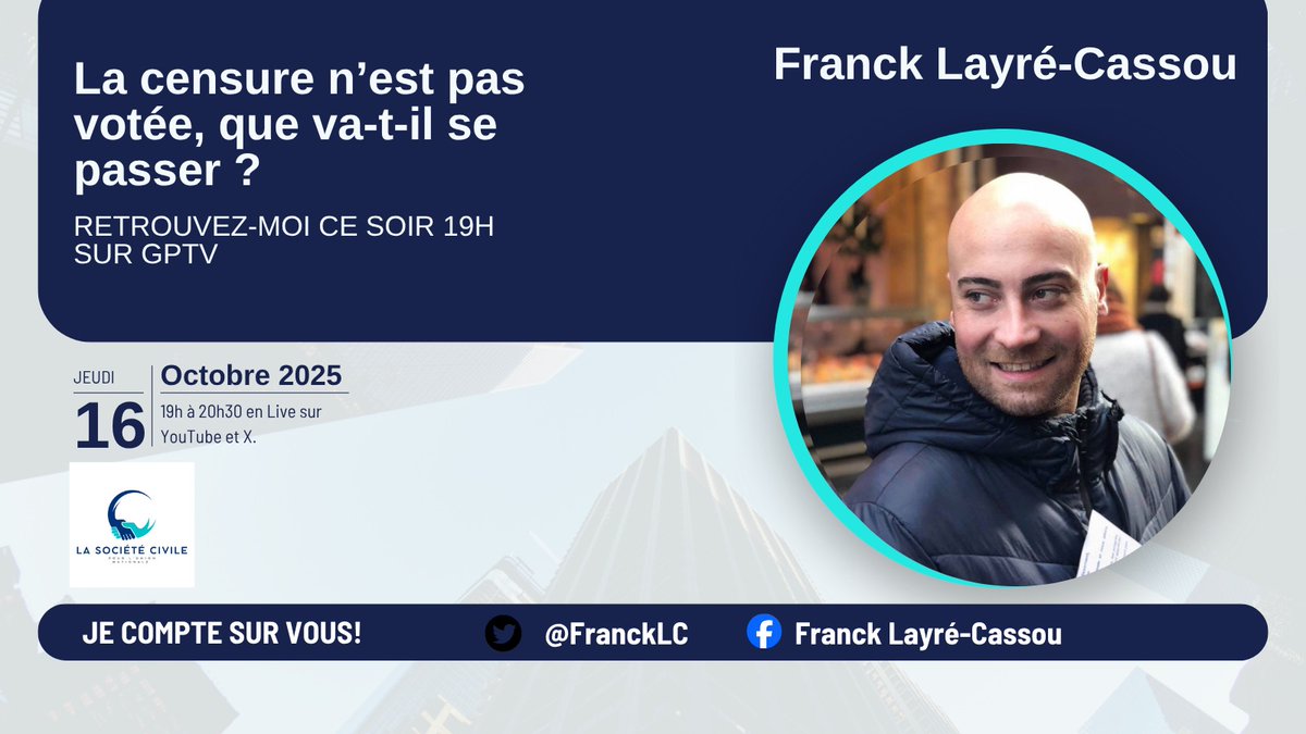 Retrouvez-moi dans 30 min sur <a href="/GPTVoff/">GÉOPOLITIQUE PROFONDE</a>
Nous venons d'assister au bal des traîtres, à la renaissance de l'#UMPS, à l'acharnement à ne pas retourner devant les #Francais - ils savent ce qui les attend- tout ça sur le dos des #Francais !
#UnionNationale..
Cc <a href="/scunionnational/">La SCUN 🇫🇷</a>