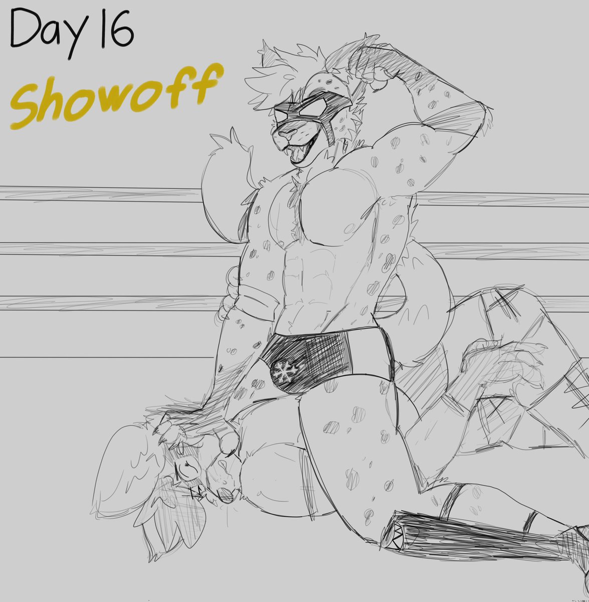 Fightober Day 16 - Showoff

Ft. Tybern taking advantage of the situation to flex and showboat for his fans (and haters)! I'm sure Kip can be patient and wait for him to finish before continuing the match...

#Fightober2025 #FFF