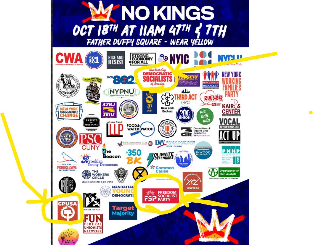 The Fact that Socialists (which is Communism, 1 slow sip at a time... "The goal of Socialism is Communism") + ACTUAL, REAL Communists are SPONSORING the
"No Kings" rally-
Tells you everything you need to know about the Hate America Democrat party.
They're not even trying to hide