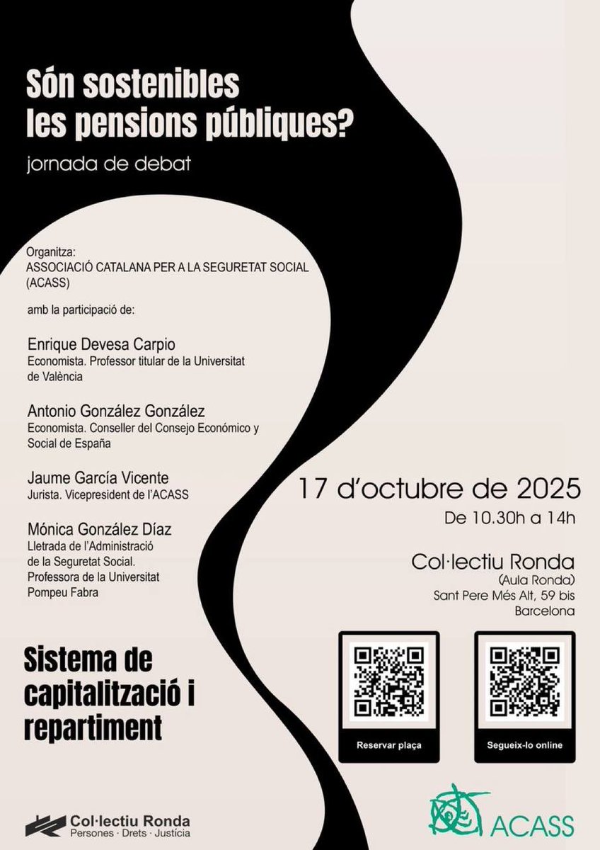 Són sostenibles les pensions públiques?

En parlem aquest divendres a l’Aula Ronda de Col.lectiu Ronda amb ponents de luxe. I si no podeu venir, aquí teniu l’enllaç d’streaming 👇🏻

youtube.com/watch?v=WS60Z2…