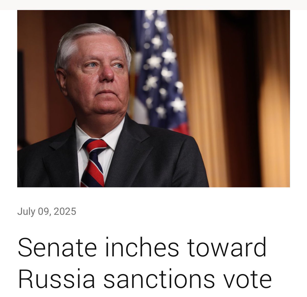 UkrReview's tweet image. 🇺🇸 Senate inches toward Russia sanctions vote. Senate Majority Leader John Thune is teasing an announcement as soon as this week on a path forward for Sen. Lindsey Graham’s (R-S.C.) bipartisan Russia sanctions bill, - Punchbowl news
Thune made it clear he wants to see the bill…