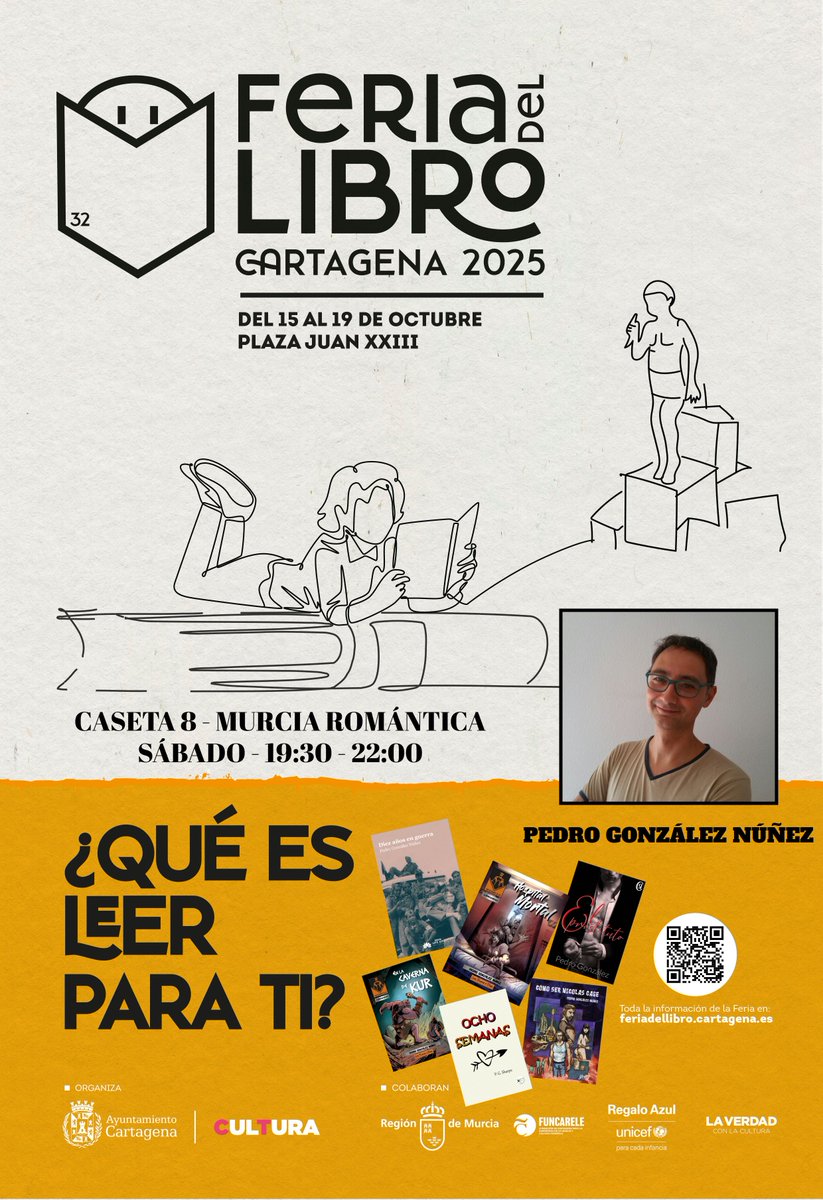 El próximo sábado 18 de octubre daré un paseo por Cartagena para disfrutar de su feria literaria y, si se tercia, firmar algún que otro libro de mi puño y letra 😃 ¿Te apuntas?