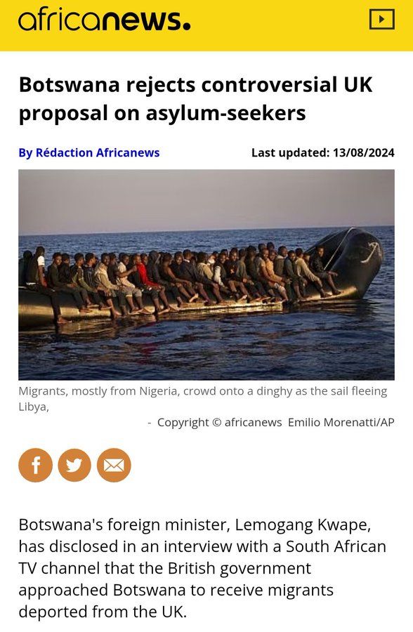HarryBeidstra's tweet photo. @Sargon_of_Akkad Someone posted this. The same party who, when in opposition, harangued a Conservative plan to ship migrants off to one African nation, now wants to ship migrants off to another. And all those muslims to a highly Christian country. 2.6 million Botswani would be swamped fast https://t.co/bvySs5M0RG
