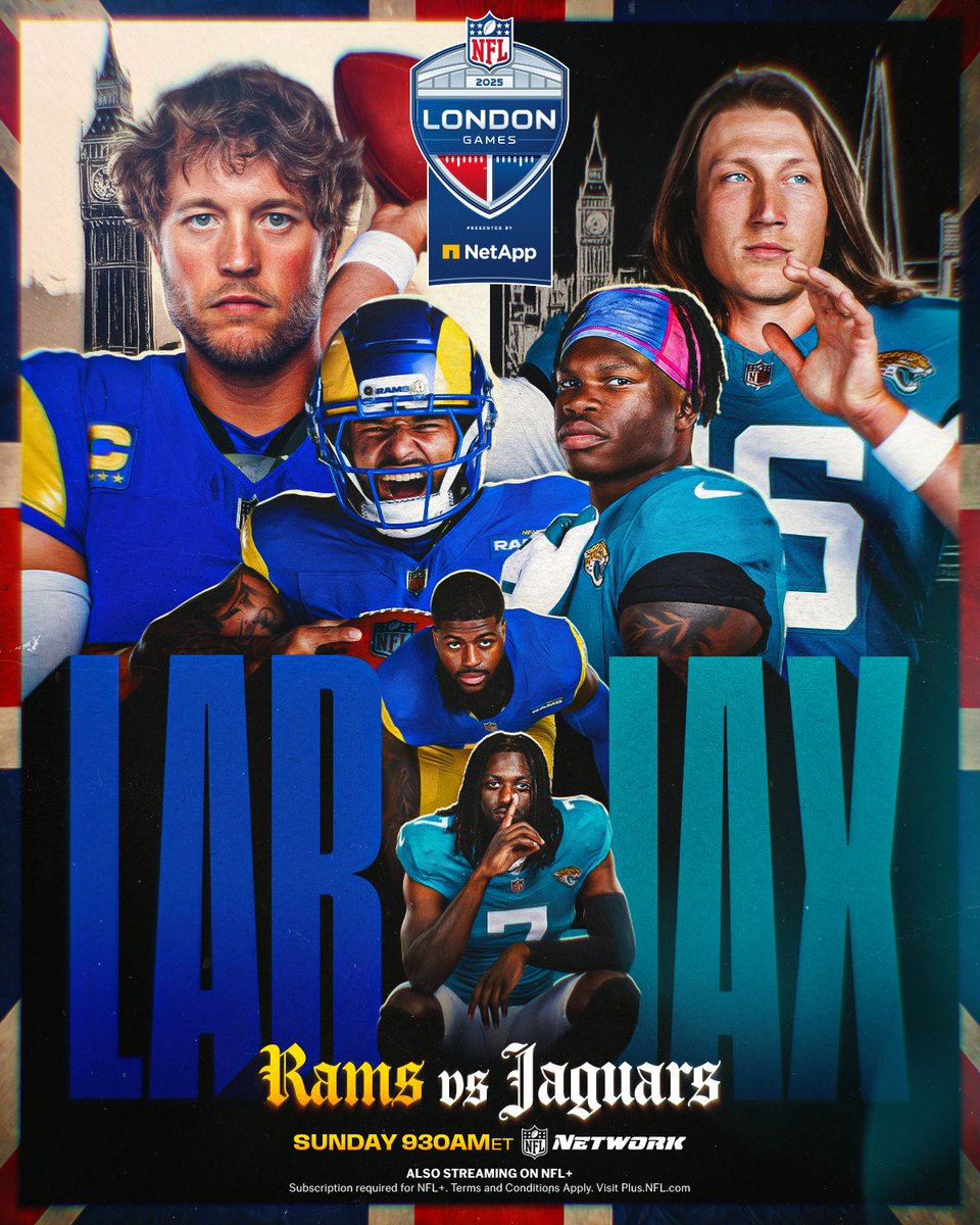 A matchup between two 4-2 teams in London 🇬🇧

LARvsJAX– Sunday 9:30am ET on @nflnetwork
Also streaming on @NFLPlus 