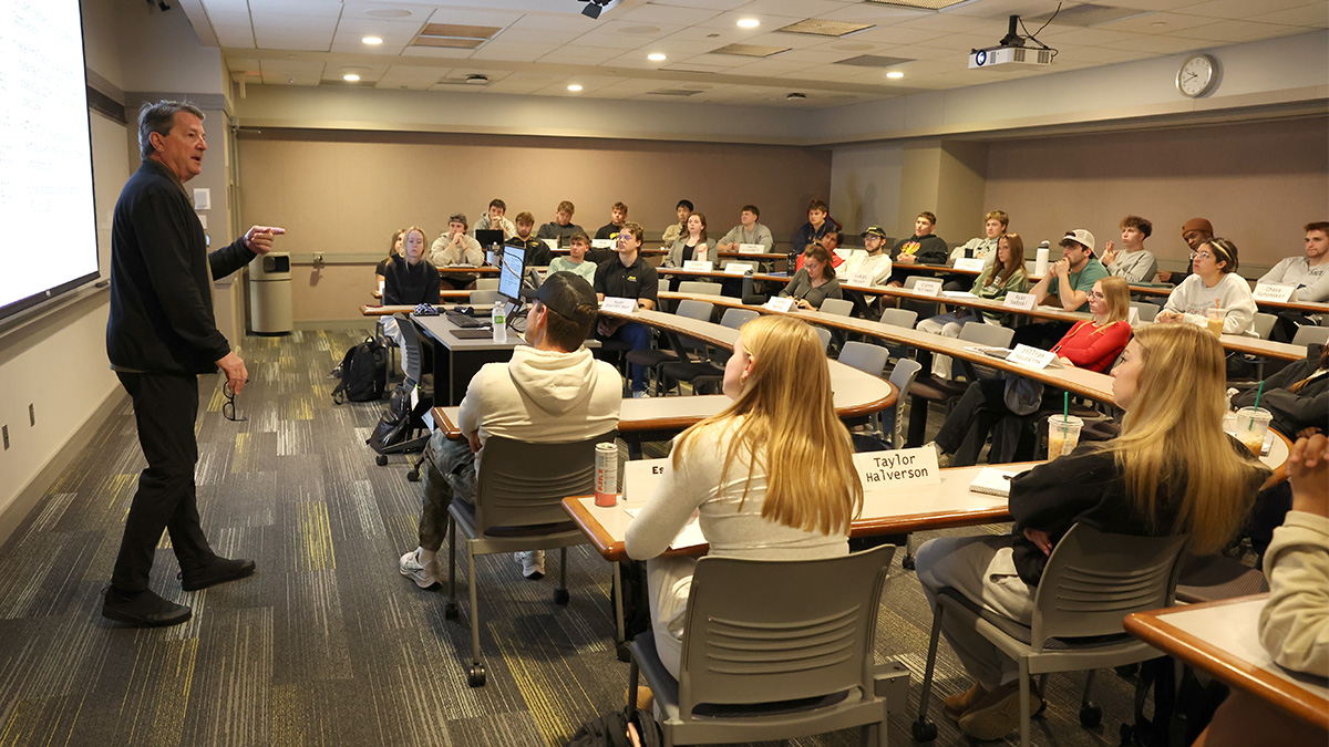 Big thanks to alumni Nick Rhodes (’87) and Dennis Sparks (’80) for inspiring our entrepreneurship students today at the Pappajohn Business Building. Your insights and stories lit up the classroom. #IowaJPEC
