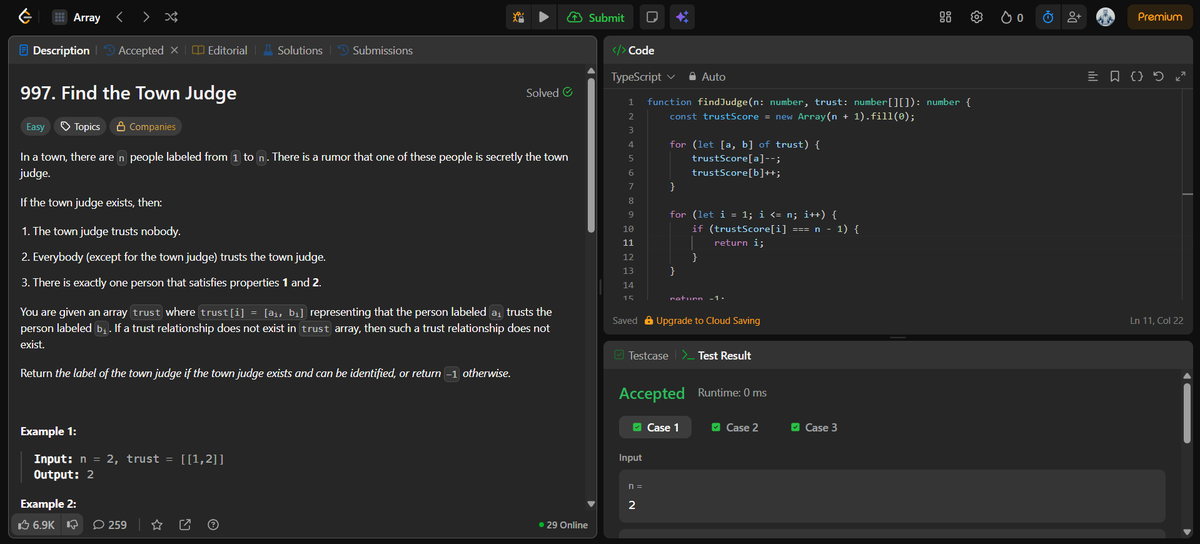 jitesh_mern_dev's tweet image. LeetCode Daily Grind –> Day 4 ✅ Done
Question 5: Find the Town Judge
#LeetCodeDailyGrind #100DaysOfCode #MERN #ProblemSolving #LeetCode #DevJourney