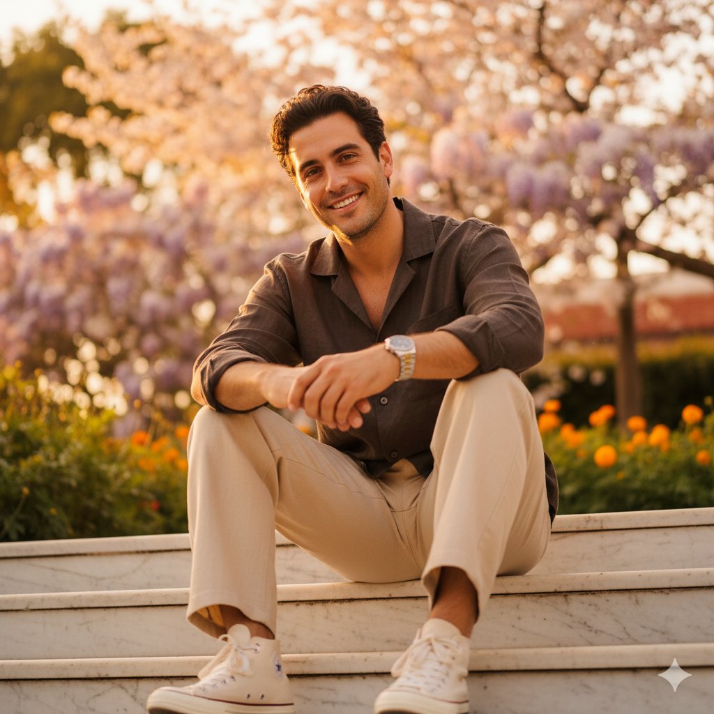 rovvmut_'s tweet image. Gemini Flash 2.5 Nano Banana.
Prompt:
{
"ImagePrompt": {
"Scene": {
"Setting": "Marble temple stairs in a flower garden",
"Lighting": "Golden hour, warm natural sunlight",
"Camera_Angle": "Low-angle, vertical orientation",
"Depth_of_Field": "Creamy…