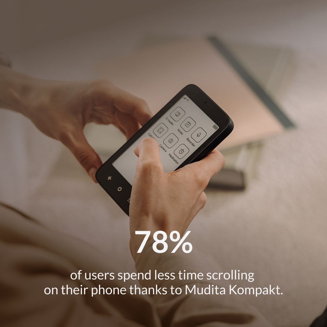 wearemudita's tweet photo. This is more than just a phone; it's a tool to help you reclaim your time and focus.
Are you ready to scroll less and live more?
➡️ Discover Mudita Kompakt: https://t.co/dUAaIsdR2E
#MuditaKompakt #wearemudita #moreofflinemorelife #EInkphone #minimalistphone #digitaldetox https://t.co/9sjndJxO6L
