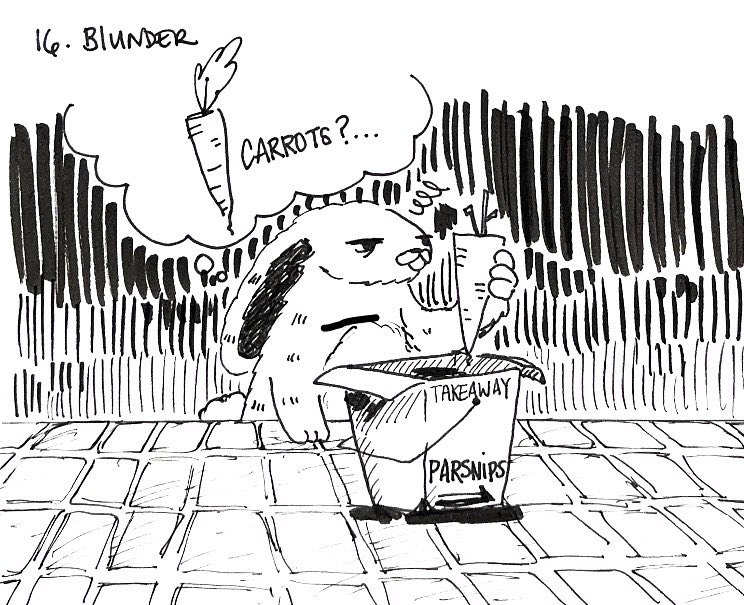 juillustration's tweet photo. Inktober day 16 - Blunder 
#Inktober #Inktober2025 https://t.co/WxbutDzGTJ