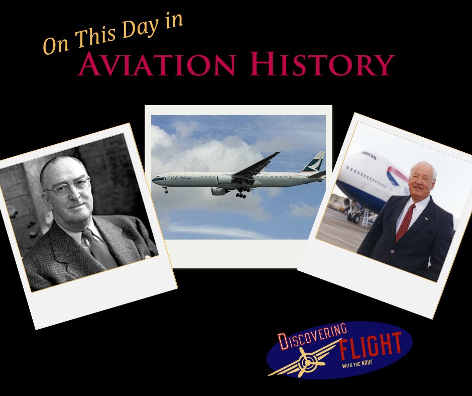 On Oct 16, 1997, The Boeing 777-300 made its first flight! 
At 242 ft long, it became the world’s longest airliner, carrying forward the vision and genius of NAHF Enshrinees William Boeing and Joe Sutter.

#OnThisDay #AviationHistory #NAHF #Boeing #777 #DiscoveringFlight