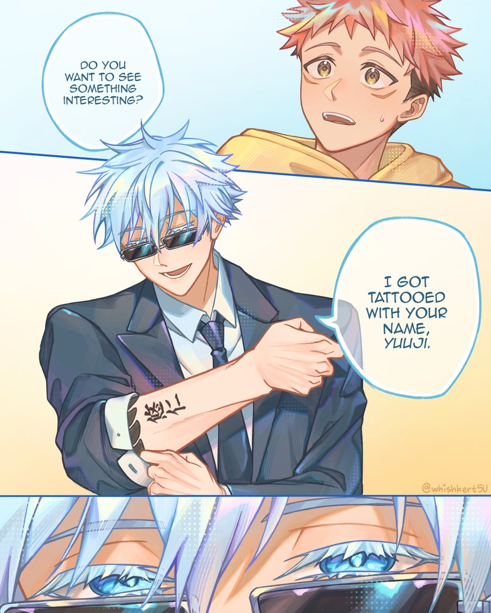 whishkert5U's tweet photo. That KaraIko scene but GoYuu for @choso_nii !! 💙🧡

#Goyuu #五悠 https://t.co/i8BUQ1sigH